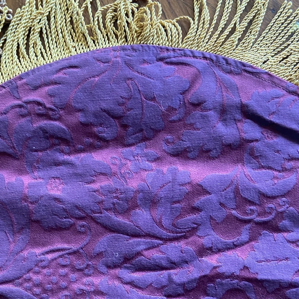 Pair of 2 Burgundy Brocade table toppers